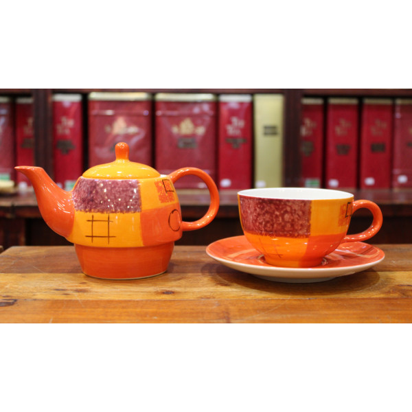 Théière Solitaire Orange Graphique - Compagnie Anglaise des Thés