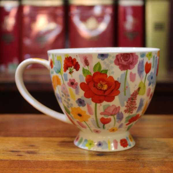 Mug Dunoon Bol Jardin Fleuri Rouge - Compagnie Anglaise des Thés
