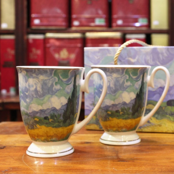 Coffret Mugs Champs de Blé Van Gogh 32cl - Compagnie Anglaise des Thés