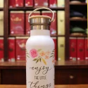 Gourde isotherme en inox Blanche fleurs - Compagnie Anglaise des Thés