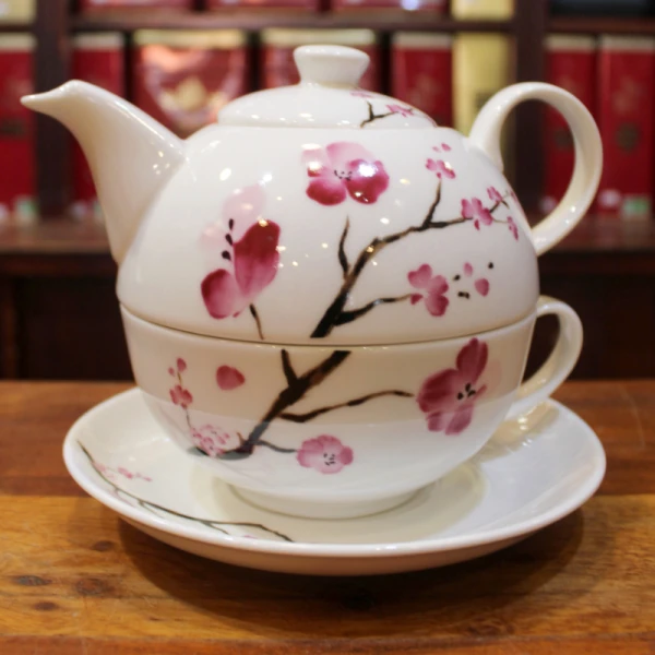 Théière Solitaire  Fleurs de Cerisier en porcelaine - Compagnie Anglaise des Thés