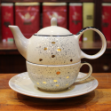 Théière Solitaire Crème et pois or - Compagnie Anglaise des Thés