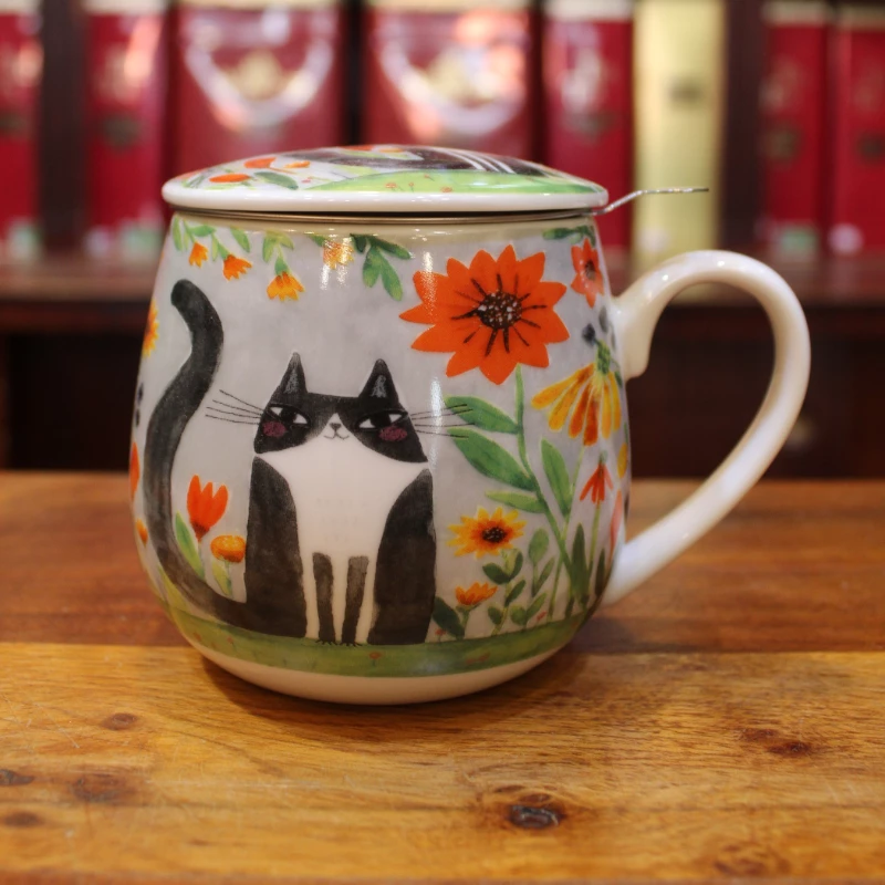 Tisanière Volupte Chat Noir et Fleurs - Compagnie Anglaise des Thés