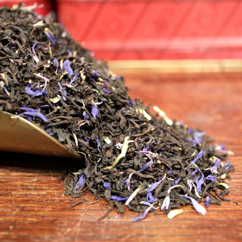 Thé BERGAMOTE - Thé noir EARL GREY FLEURS BLEUES en boîte - Compagnie Anglaise des Thés