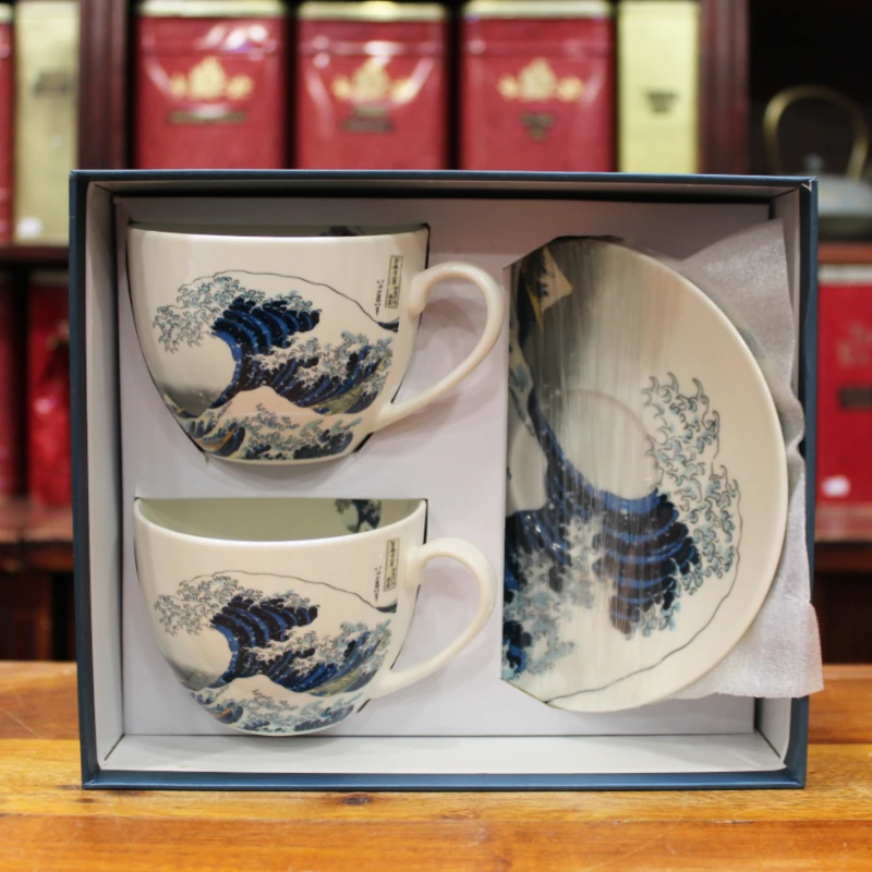 Coffret duo Mugs et Soucoupes Vague Hokusai - Cie Anglaise des Thés