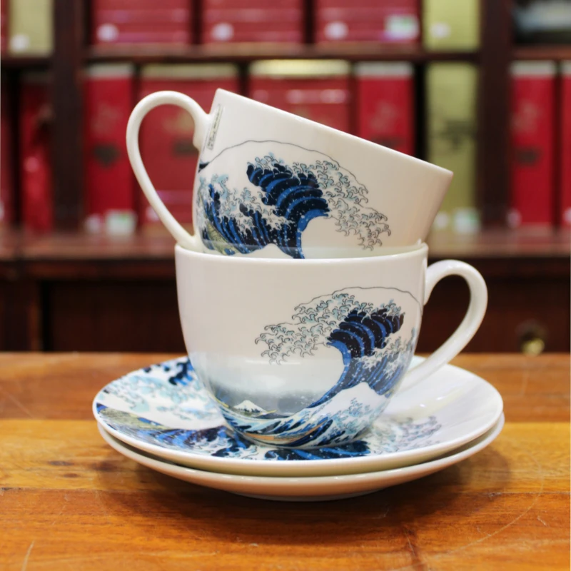 Coffret duo Mugs et Soucoupes Vague Hokusai - Cie Anglaise des Thés