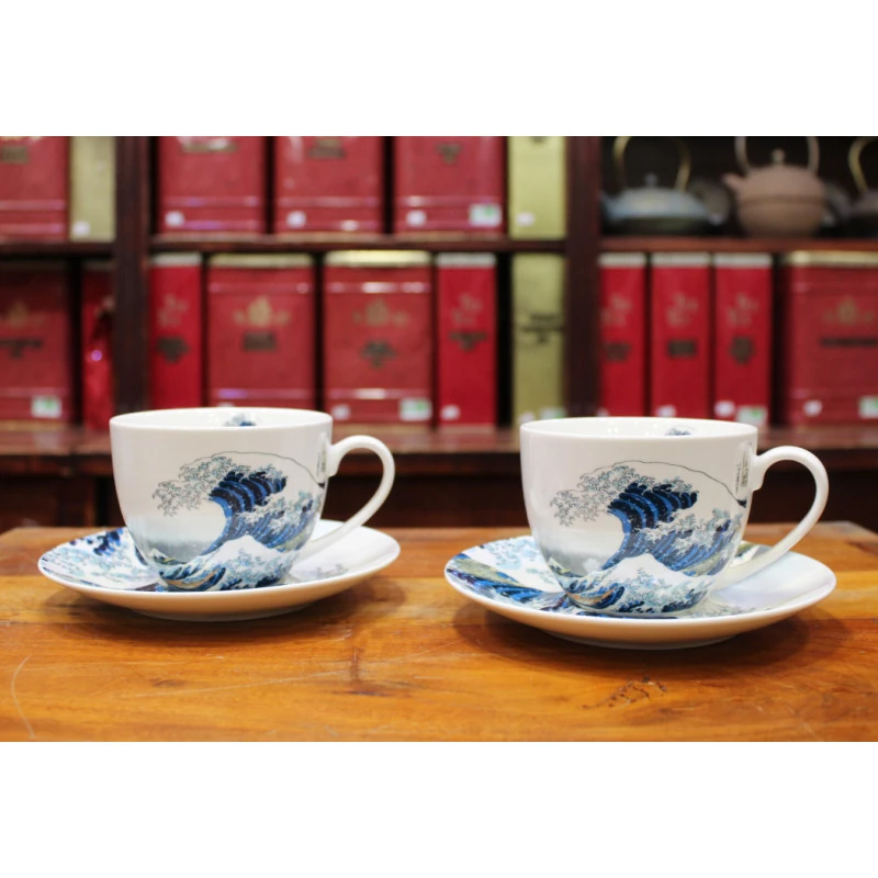 Coffret duo Mugs et Soucoupes Vague Hokusai - Cie Anglaise des Thés