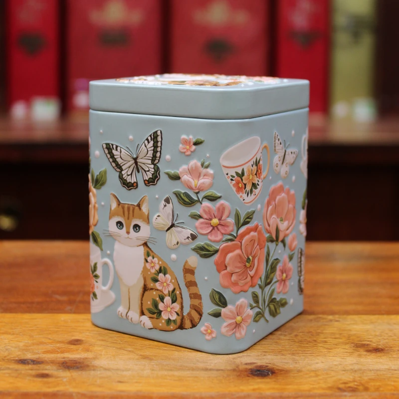 Boîte Chat et fleurs - Compagnie Anglaise des Thés