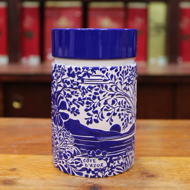 Boîte Cylindrique Côte d'Azur bleu - Compagnie Anglaise des Thés