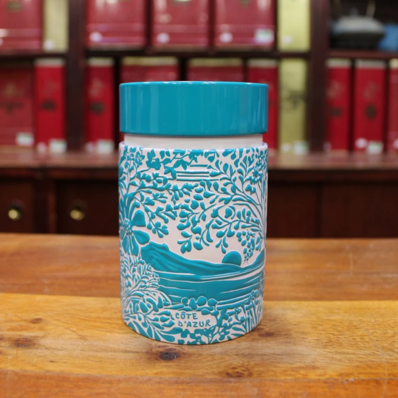 Boîte Cylindrique Côte d'Azur turquoise - Compagnie Anglaise des Thés