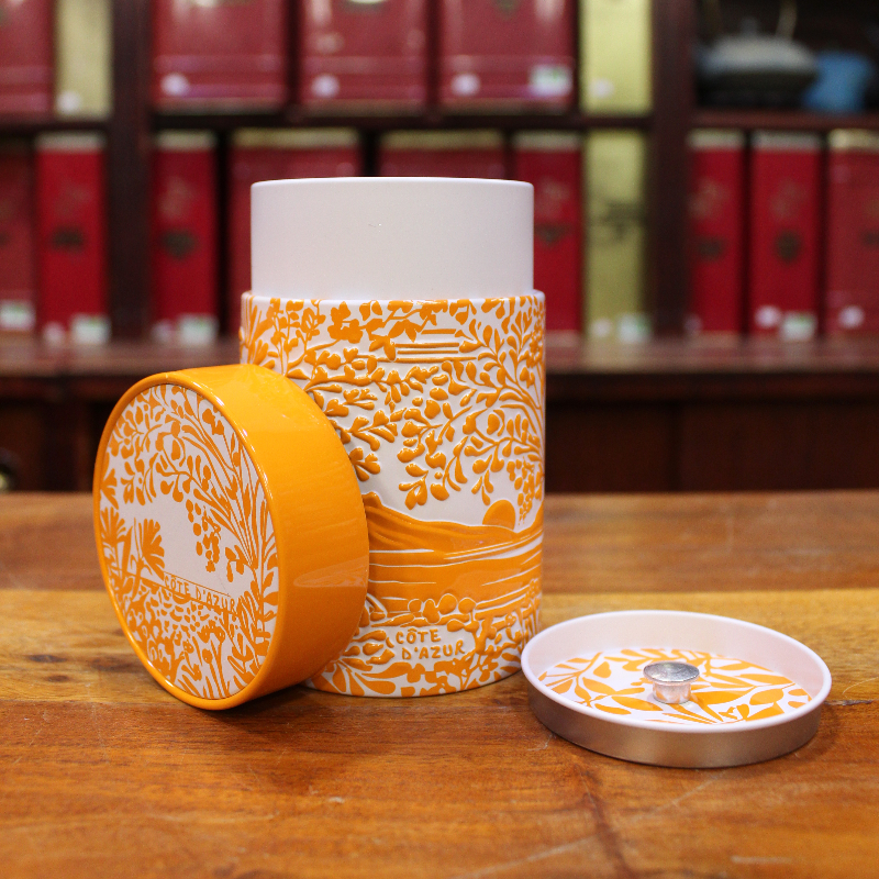 Boîte Cylindrique Côte d'Azur orange - Compagnie Anglaise des Thés