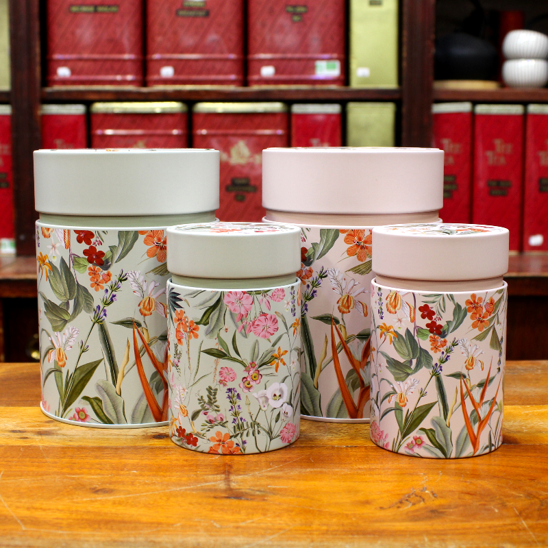 Boîte Cylindrique Fleurs Pastel Rose -  Compagnie Anglaise des Thes