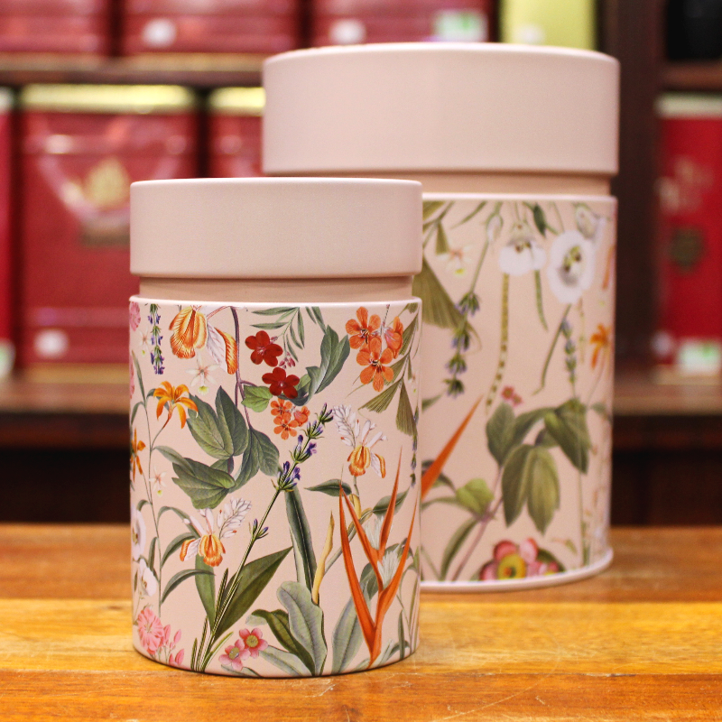 Boîte Cylindrique Fleurs Pastel Rose -  Compagnie Anglaise des Thes