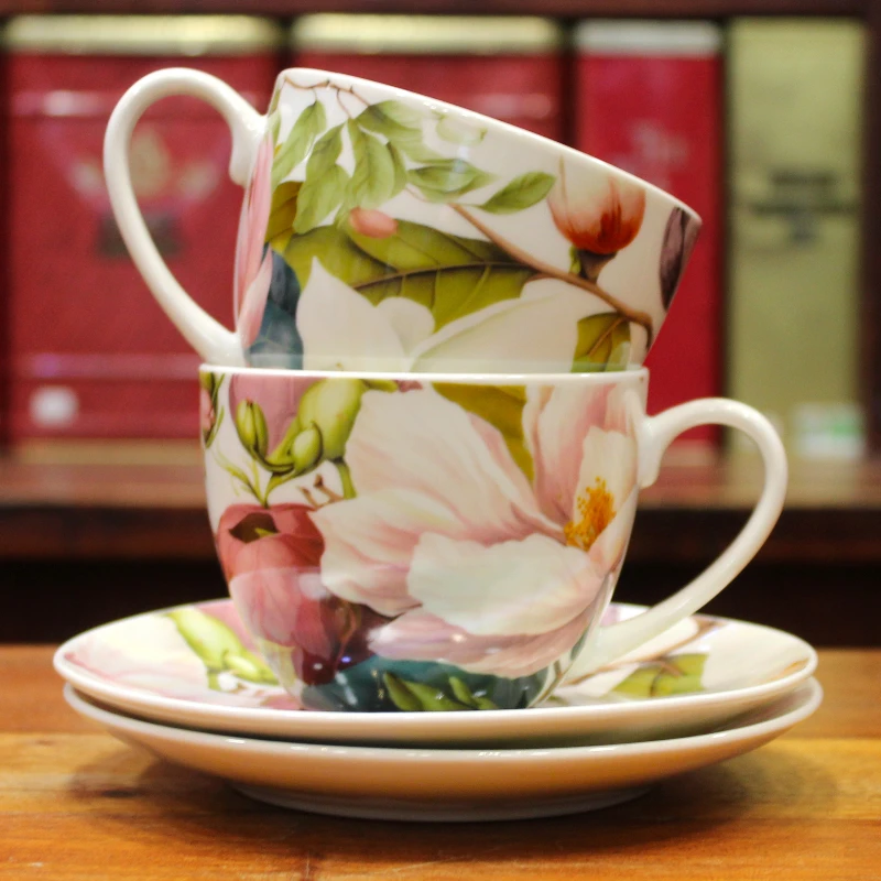 Coffret duo Mugs et Soucoupes Magnolias - Compagnie Anglaise des Thés