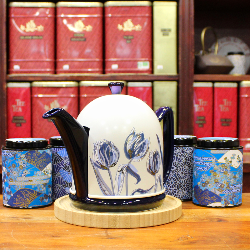 Boîte Japonaise Cylindrique Bleue - Compagnie Anglaise des Thés