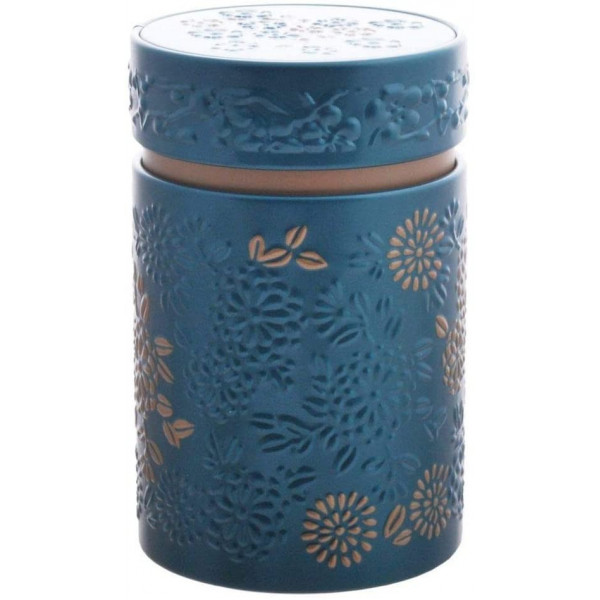 Boîte cylindrique Turquoise avec relief - Compagnie Anglaise des Thés