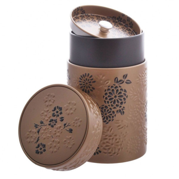 Boîte cylindrique Marron clair avec relief - Compagnie Anglaise des Thés