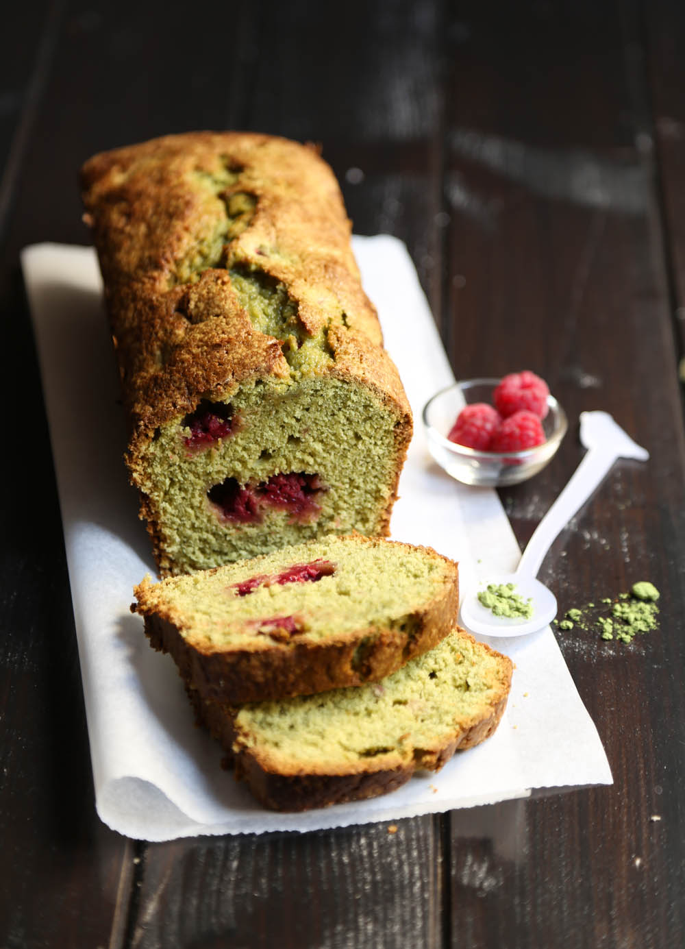 cake matcha framboise