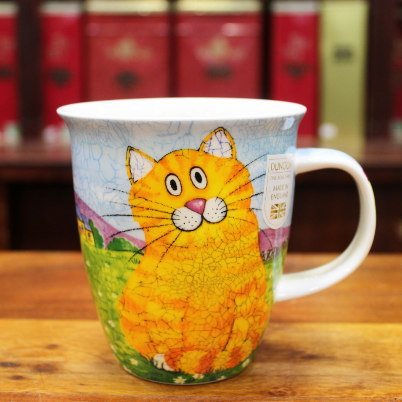 Dunoon Lomond Garden Mug En Porcelaine Anglaise - Motif Chat Tigré Et Fleurs Sauvages - 0,32L